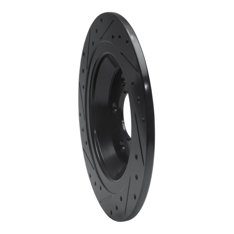 Ford Mustang Brake Rotor (1) - Rear Right - R1 Concepts - Drilled & Slotted - Black - `15-`23